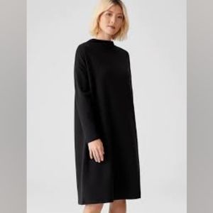 [XL] EILEEN FISHER Black Cozy Brushed Sweater Mock Neck Dress